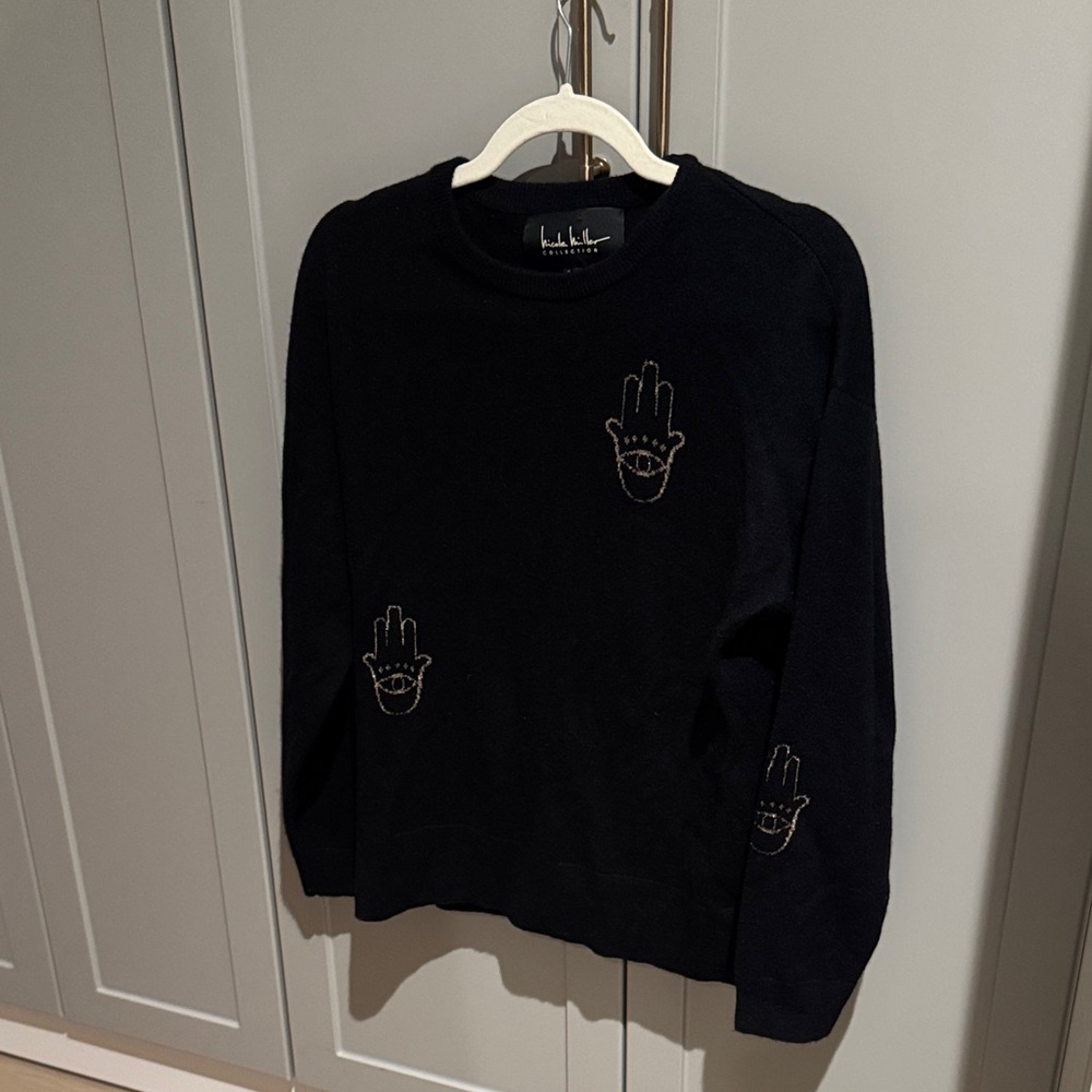 Black Hamsa Hand Sweater